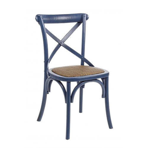 Sedia in legno e rattan Cross Blu