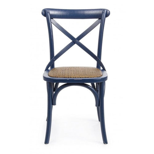 Sedia in legno e rattan Cross Blu (1)
