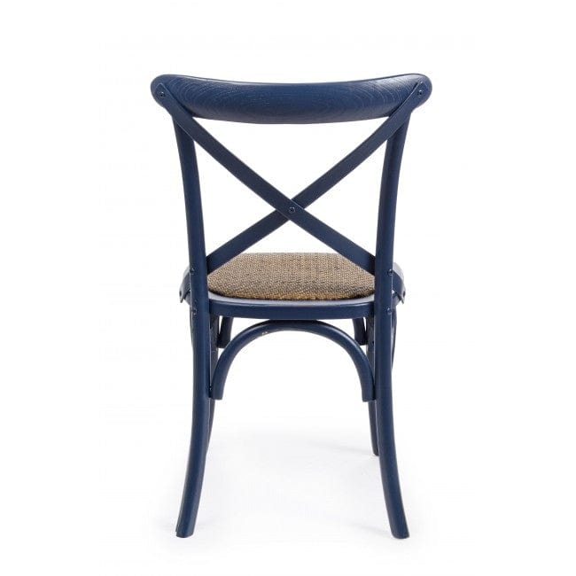 Sedia in legno e rattan Cross Blu (2)