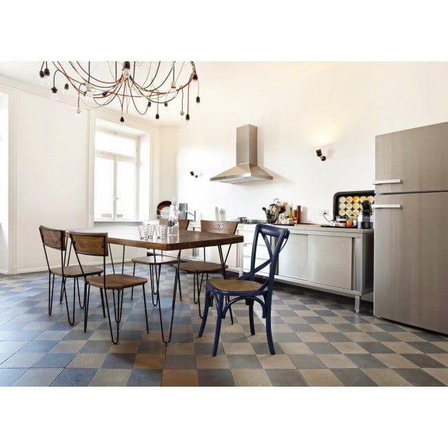 Sedia in legno e rattan Cross Blu (5)