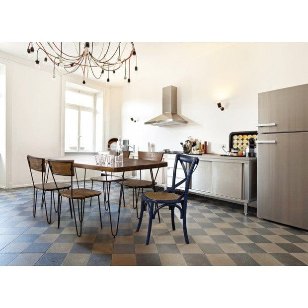 Sedia in legno e rattan Cross Blu (5)