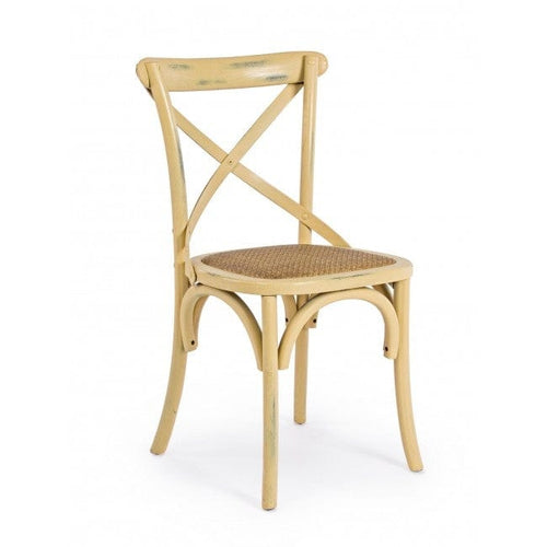 Sedia in legno e rattan Cross Giallo