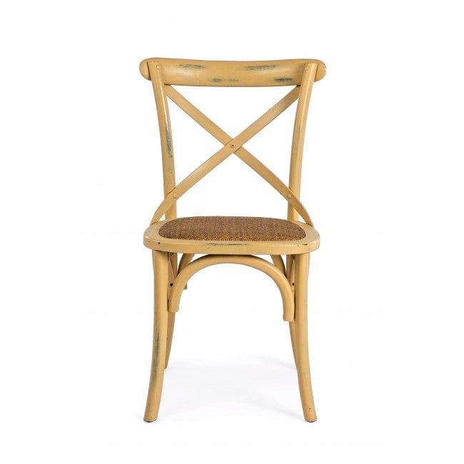 Sedia in legno e rattan Cross Giallo (1)