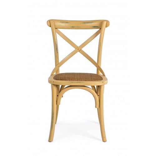 Sedia in legno e rattan Cross Giallo (1)
