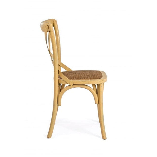 Sedia in legno e rattan Cross Giallo (2)
