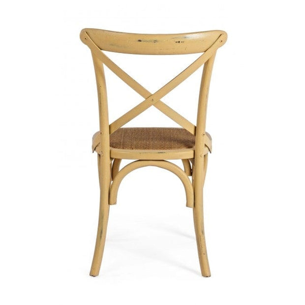 Sedia in legno e rattan Cross Giallo (3)