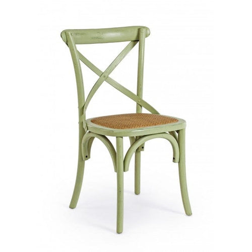 Sedia in legno e rattan Cross Verde