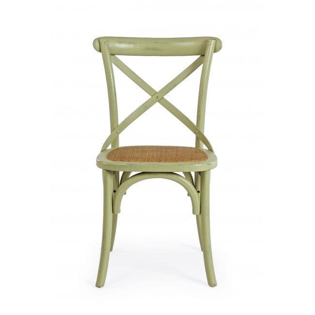 Sedia in legno e rattan Cross Verde (1)