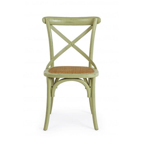 Sedia in legno e rattan Cross Verde (1)