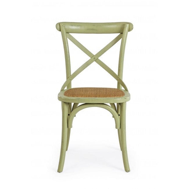 Sedia in legno e rattan Cross Verde (1)