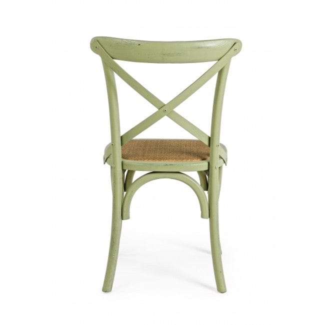 Sedia in legno e rattan Cross Verde (3)