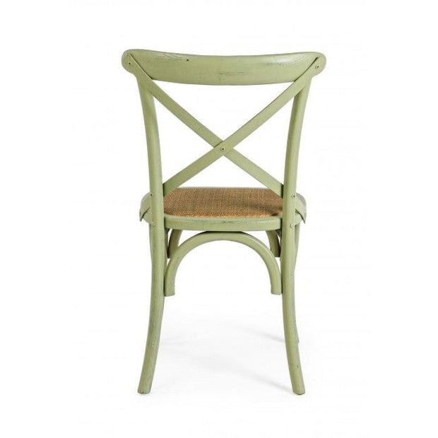 Sedia in legno e rattan Cross Verde (3)