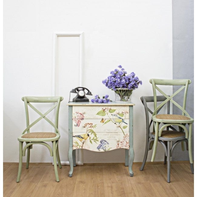 Sedia in legno e rattan Cross Verde (5)