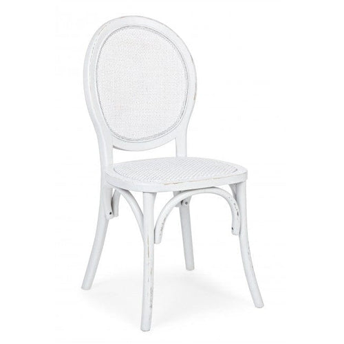 Sedia in legno e rattan Globo Bianco