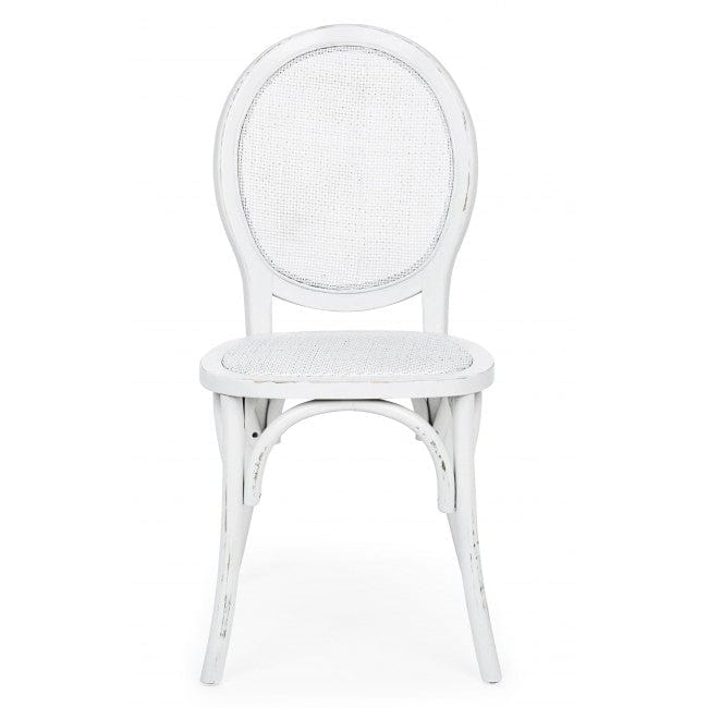 Sedia in legno e rattan Globo Bianco (1)