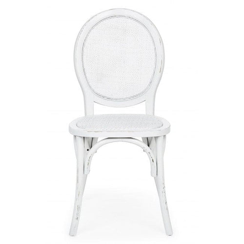 Sedia in legno e rattan Globo Bianco (1)