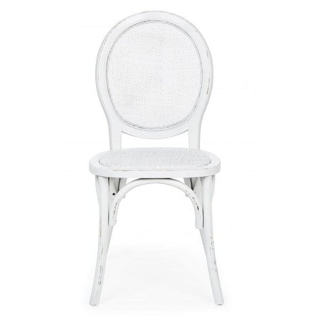 Sedia in legno e rattan Globo Bianco (1)