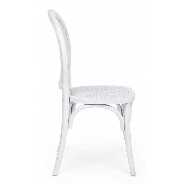 Sedia in legno e rattan Globo Bianco (2)