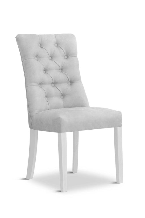Sedia rivestita in tessuto e gambe in legno, Lord Velvet Silver / White, L51xL62xH100 cm