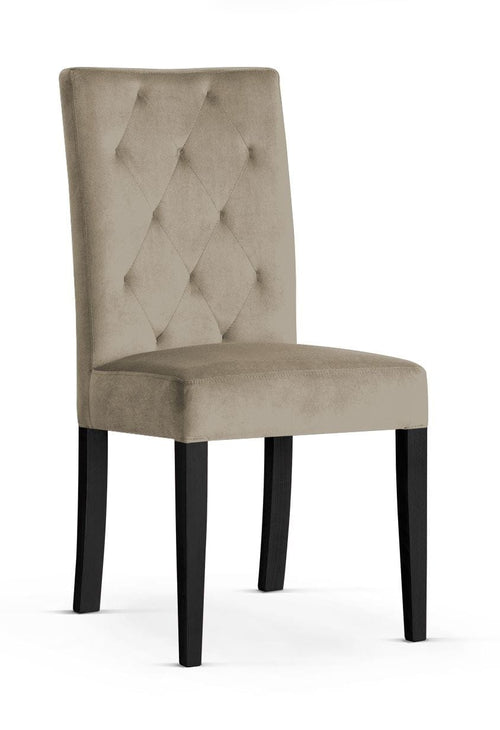 Sedia rivestita in tessuto e gambe in legno, Orlando Beige / Nero, L46/L65/A102 cm