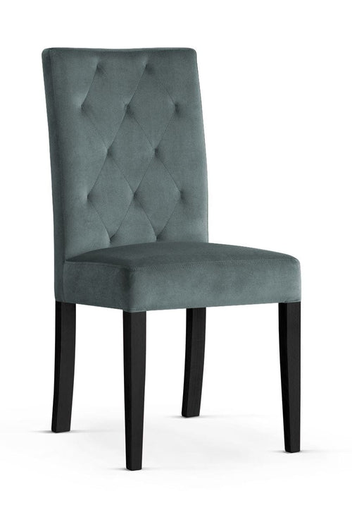 Sedia rivestita in tessuto e gambe in legno, Orlando Grey / Black, l46xL65xH102 cm