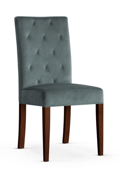 Sedia rivestita in tessuto e gambe in legno, Orlando Grey / Walnut, L46xP65xH102 cm
