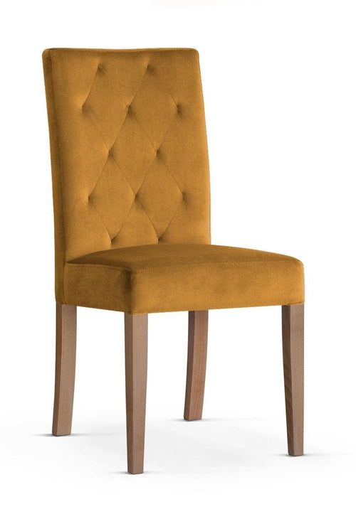 Sedia rivestita in tessuto e gambe in legno, Orlando Mustariu / Quercia, L46/L65/A102 cm