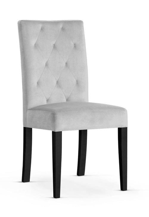Sedia rivestita in tessuto e gambe in legno, Orlando Silver / Black, l46xL65xH102 cm