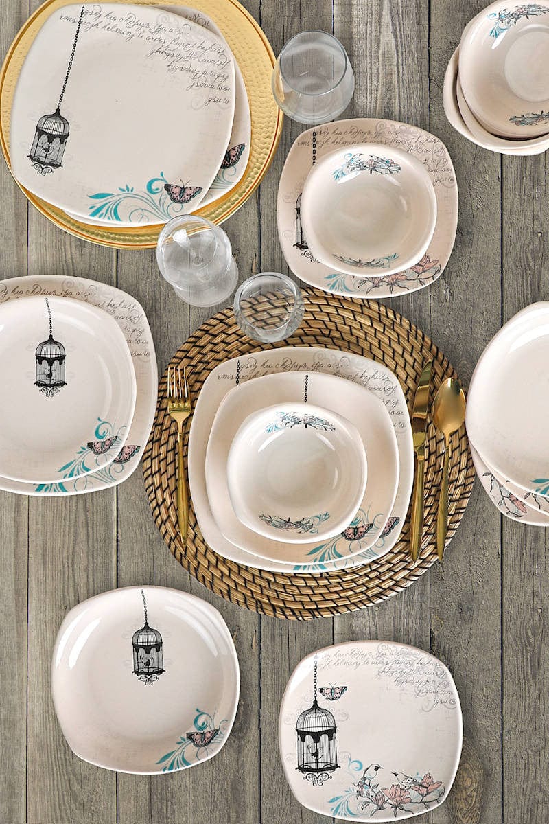 Servizio di piatti in ceramica Retro Multicolore, 24 pezzi