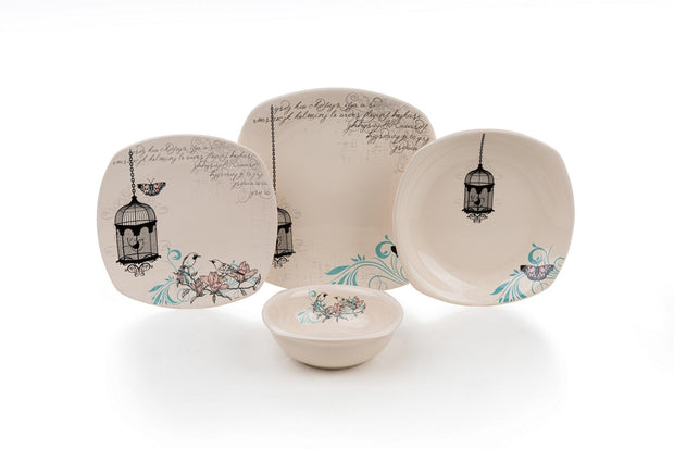 Servizio di piatti in ceramica Retro Multicolore, 24 pezzi (1)
