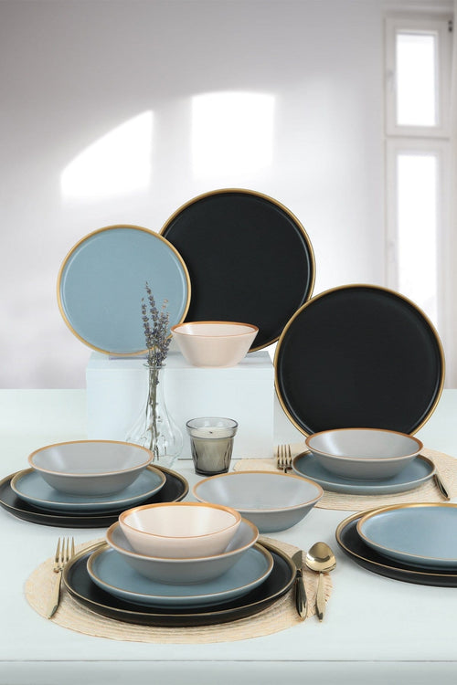 Servizio di piatti in ceramica Safir Multicolore, 24 pezzi