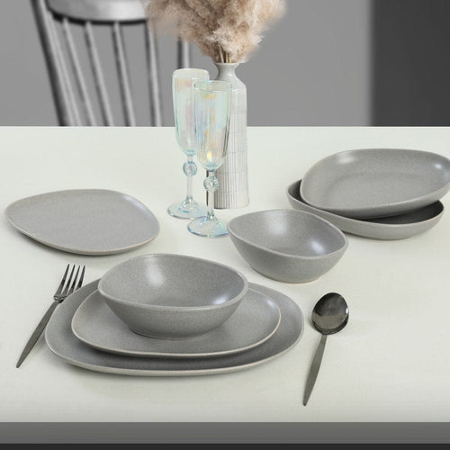 Servizio di piatti in ceramica Tetra Grigio, 24 pezzi (1)