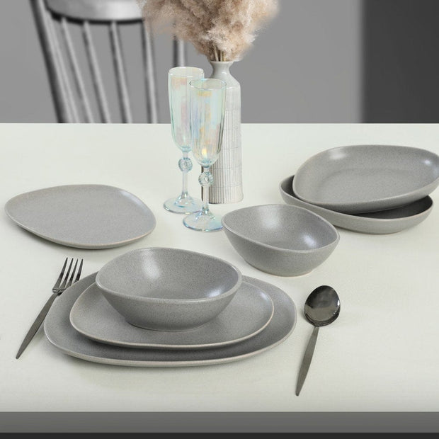 Servizio di piatti in ceramica Tetra Grigio, 24 pezzi (1)