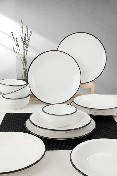 Servizio di piatti in ceramica Tyo Bianco, 12 pezzi