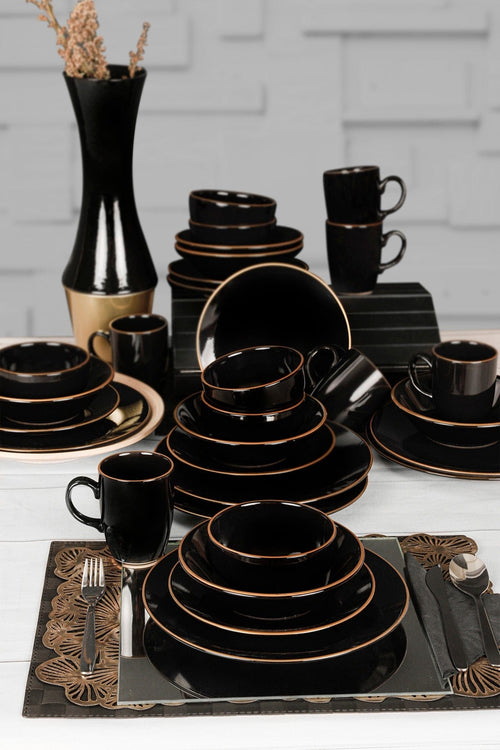 Servizio di piatti in ceramica Tyo Nero, 30 pezzi