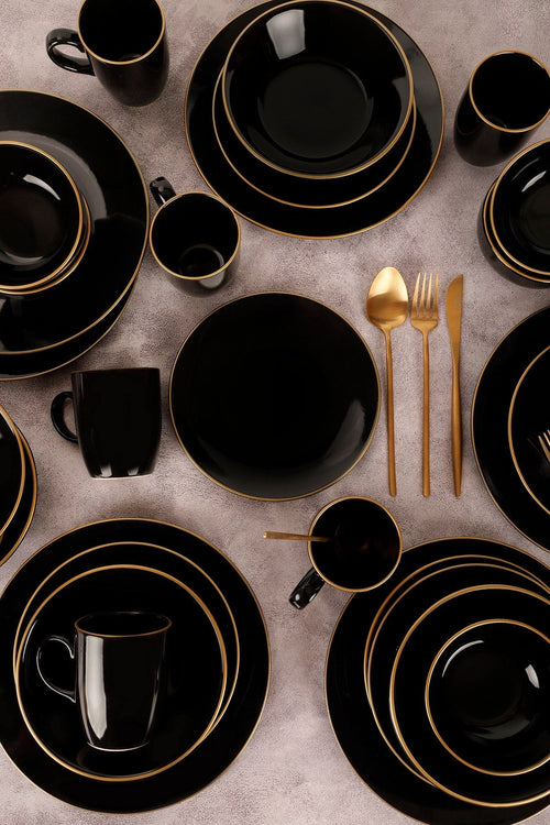 Servizio di piatti in ceramica Tyo Nero, 30 pezzi (1)
