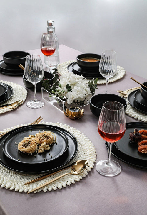 Servizio di piatti in ceramica Xander 2 Nero, 18 pezzi