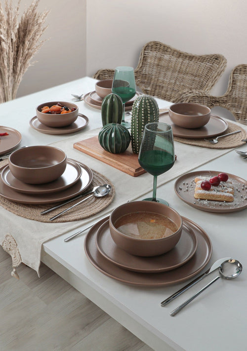 Servizio di piatti in ceramica Xander Cappuccino, 18 pezzi