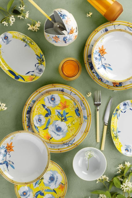 Servizio di piatti in porcellana Flora Multicolore, 50 pezzi