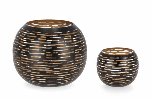 Bizzotto Set 2 suporturi metalice pentru lumanari, Sephora Negru, Ø10xH8 cm / Ø17xH14 cm