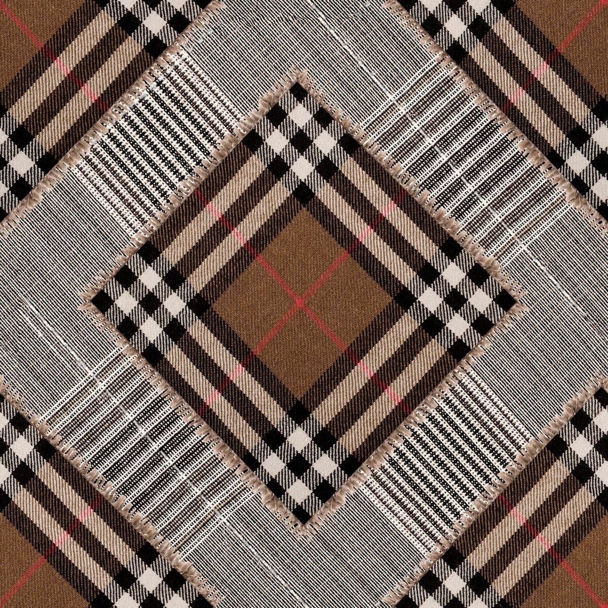 Set 3 rotoli Carta da parati digitale stampata a quadri Patchwork Mid Brown