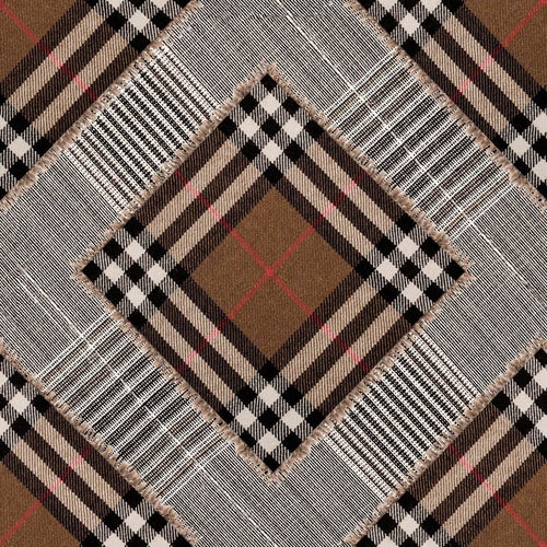 Set 3 rotoli Carta da parati digitale stampata a quadri Patchwork Mid Brown