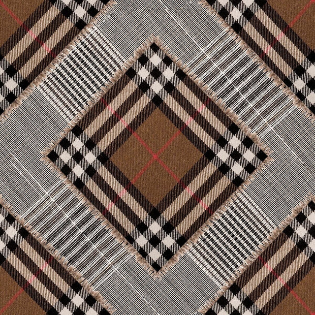 Set 3 rotoli Carta da parati digitale stampata a quadri Patchwork Mid Brown