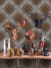 Set 3 rotoli Carta da parati digitale stampata a quadri Patchwork Mid Brown (1)