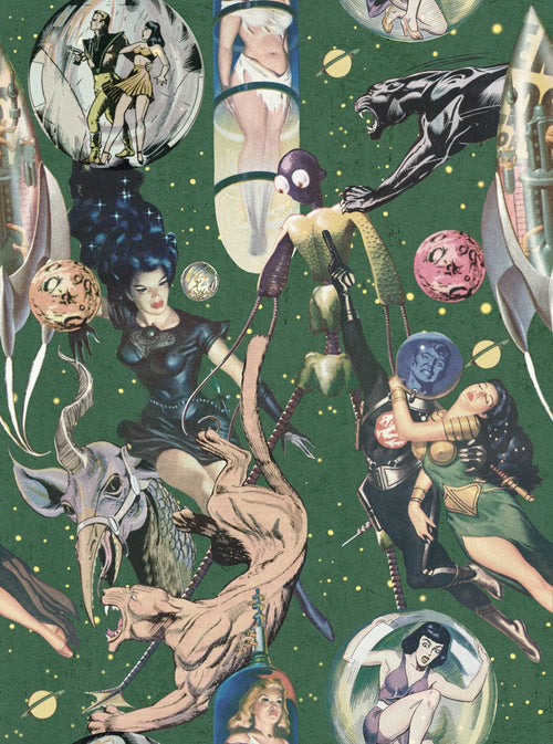 Set 3 rotoli Carta da parati digitale stampata con fumetti di fantascienza