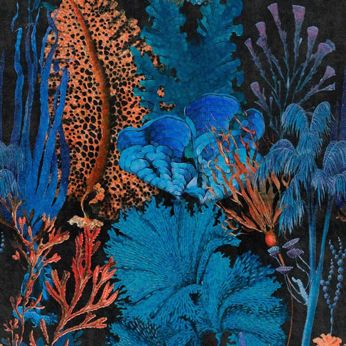 Set 3 rotoli Carta da parati digitale stampata Coral Reef Ultramarine
