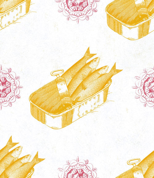 Set 3 rotoli Carta da parati digitale stampata giallo sardine