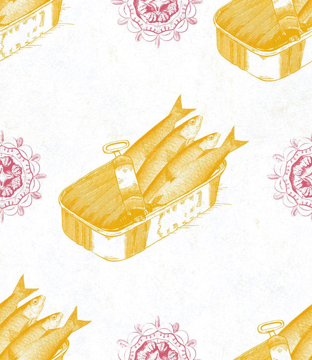 Set 3 rotoli Carta da parati digitale stampata giallo sardine