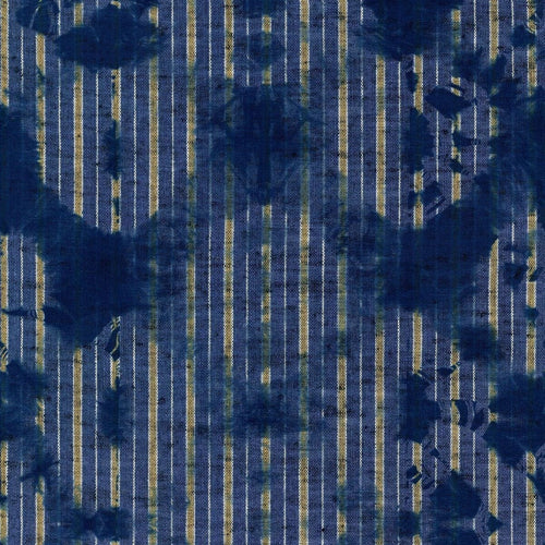 Set 3 rotoli Carta da parati stampata digitale lavata Shibori Indaco