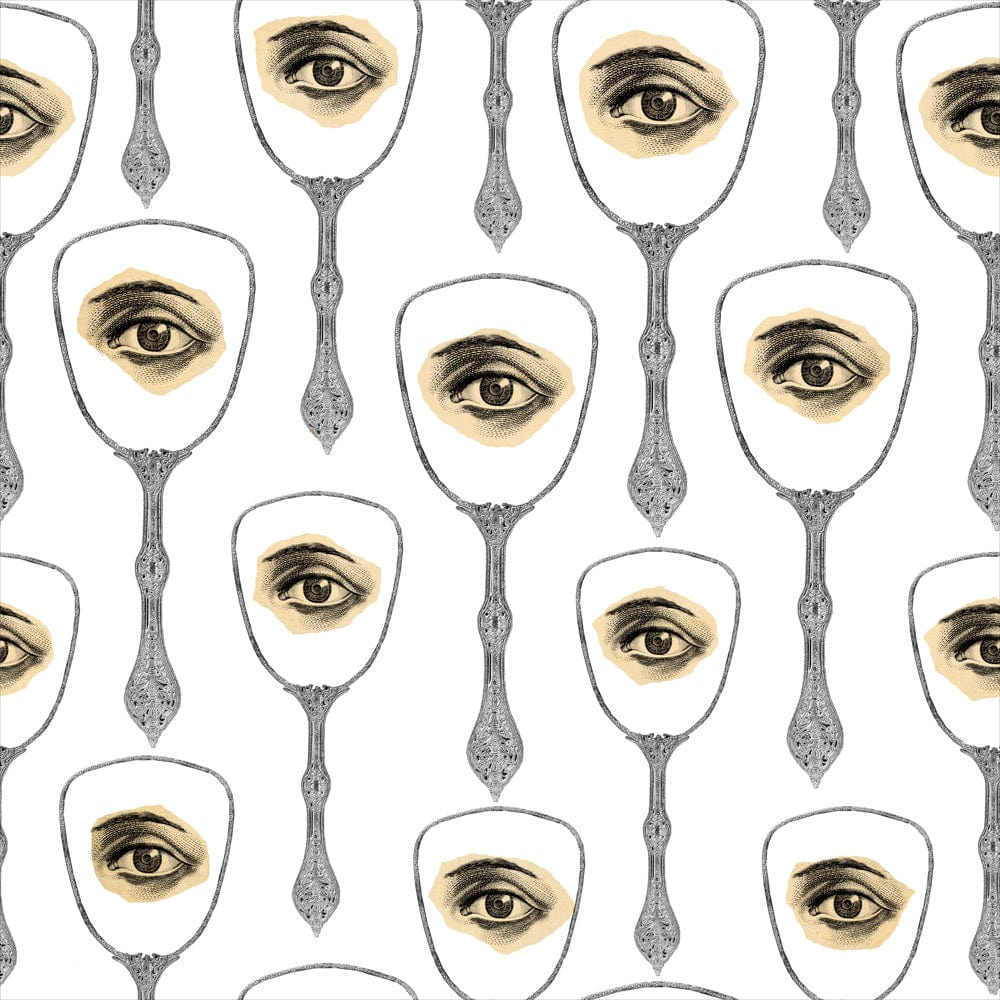 Set 3 rotoli Carta da parati stampata digitale Mirror's Eye Neutral